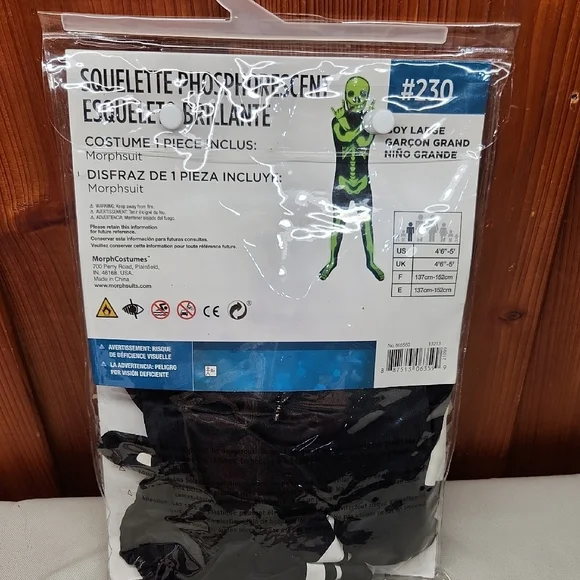 Glow Skeleton Morphsuit - Black and Green - Picture 3 of 3